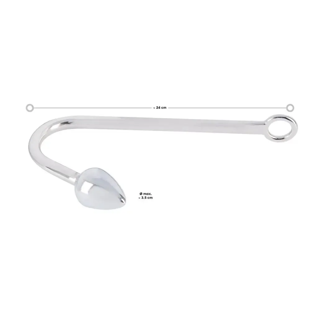 10-inch You2toys Aluminum Silver Butt Plug with Hook for Rope