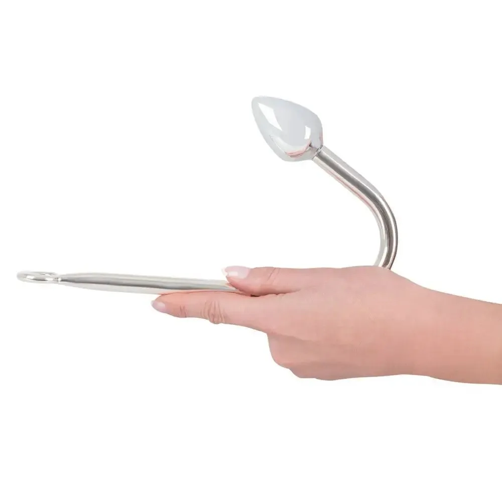 10-inch You2toys Aluminum Silver Butt Plug with Hook for Rope