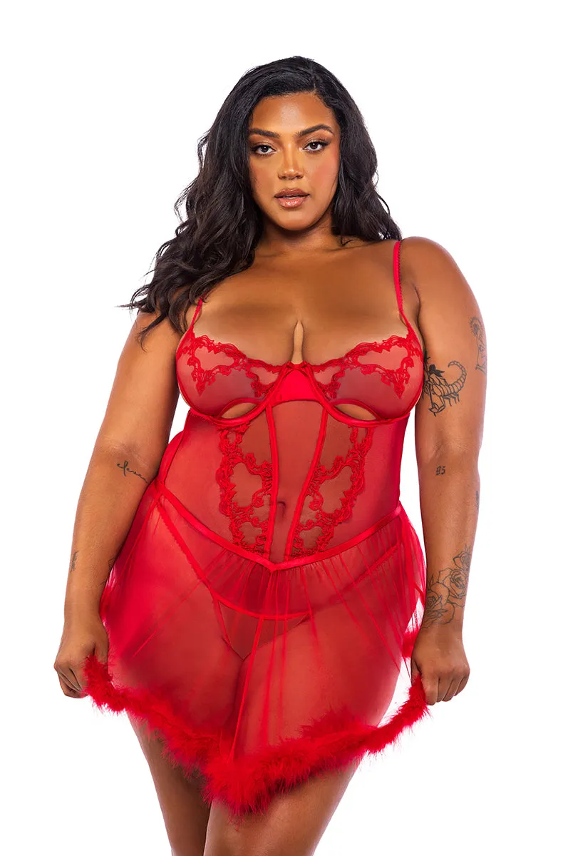 Baroque Red Heart Babydoll