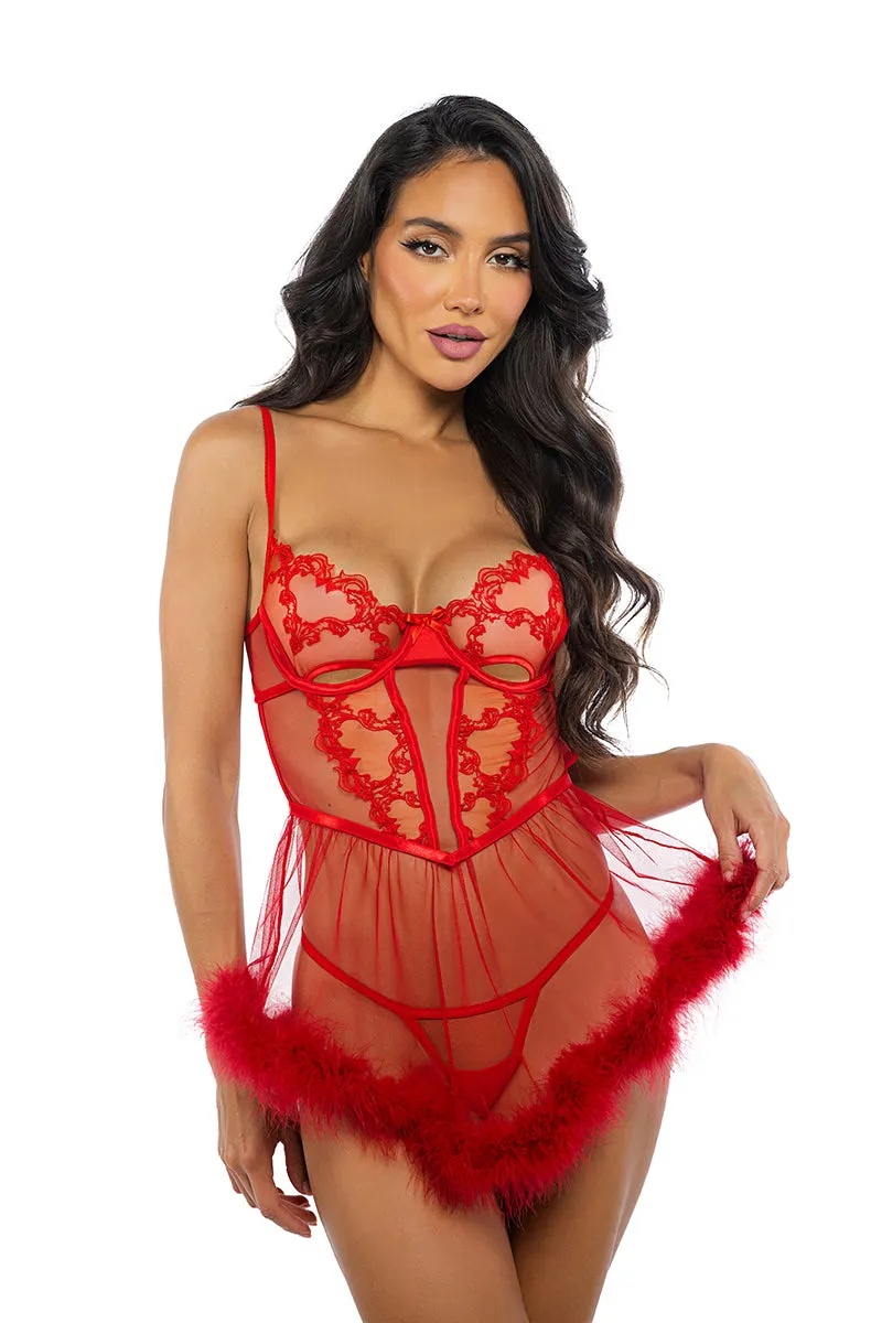 Baroque Red Heart Babydoll