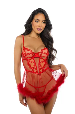 Baroque Red Heart Babydoll