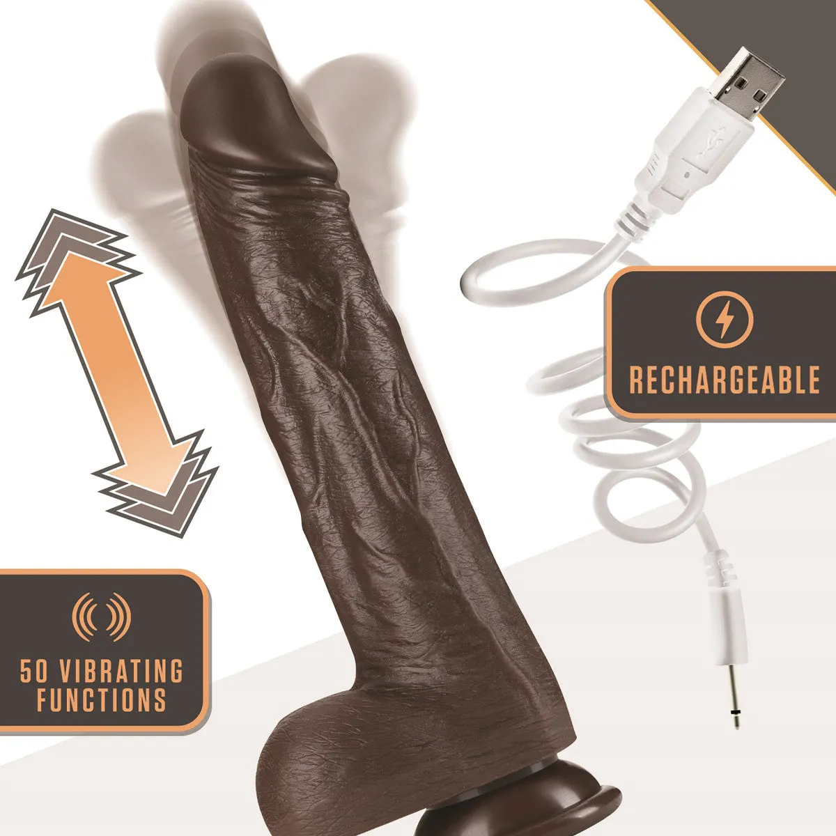 Blush 8.75-Inch Thrusting & Vibrating Realistic Dildo with Suction Cup Base