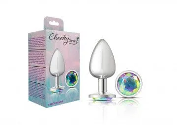 Cheeky Charms Silver Metal Clear Gem Butt Plug
