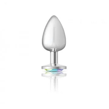 Cheeky Charms Silver Metal Clear Gem Butt Plug