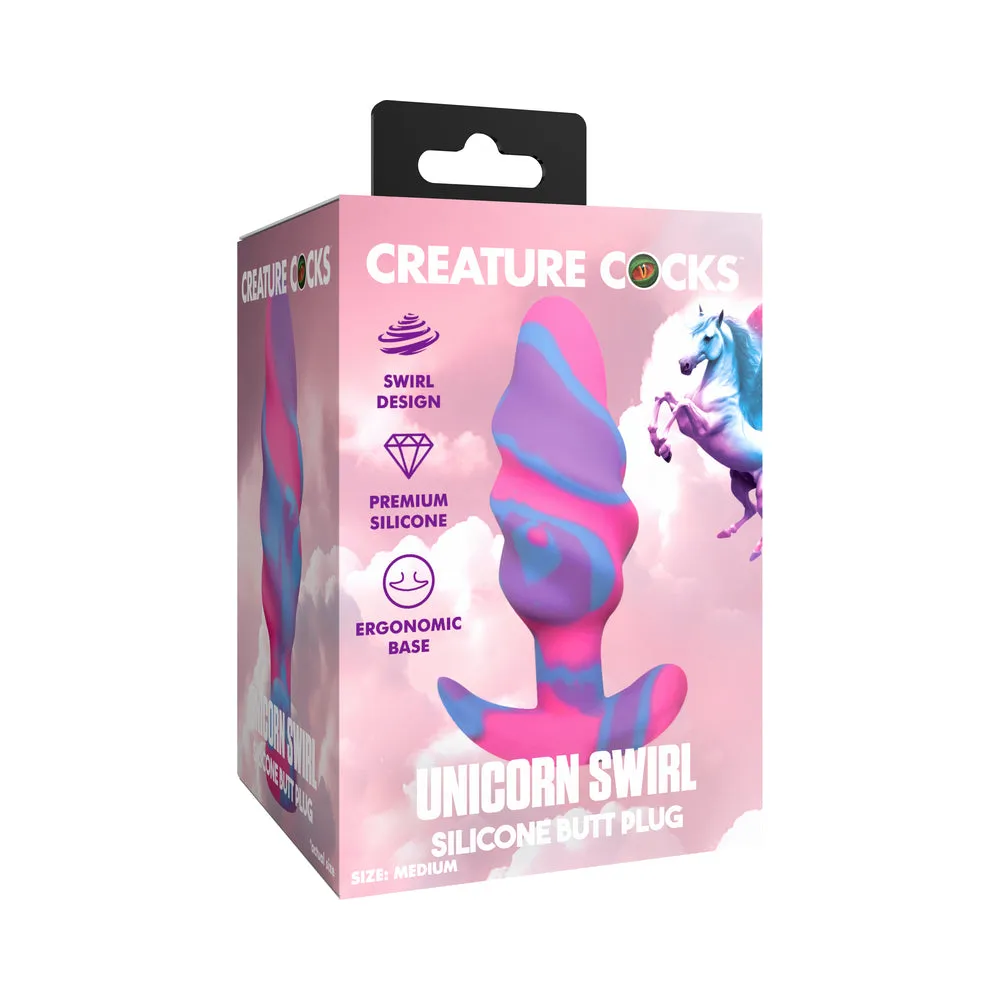 Creature Cocks Unicorn Swirl Silicone Butt Plug L