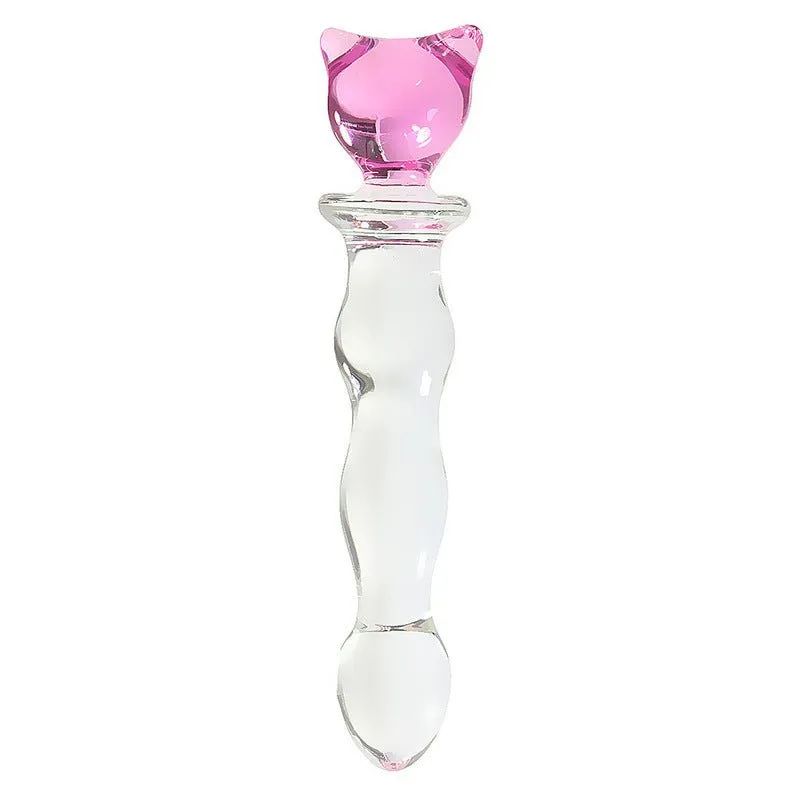 Crystal Heart Wavy Glass Dildo 8 Inch