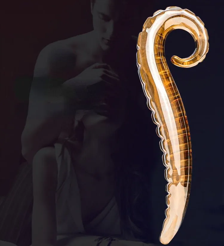 Crystal Wavy Glass Heating & Iced Dildo 7.9 Inch