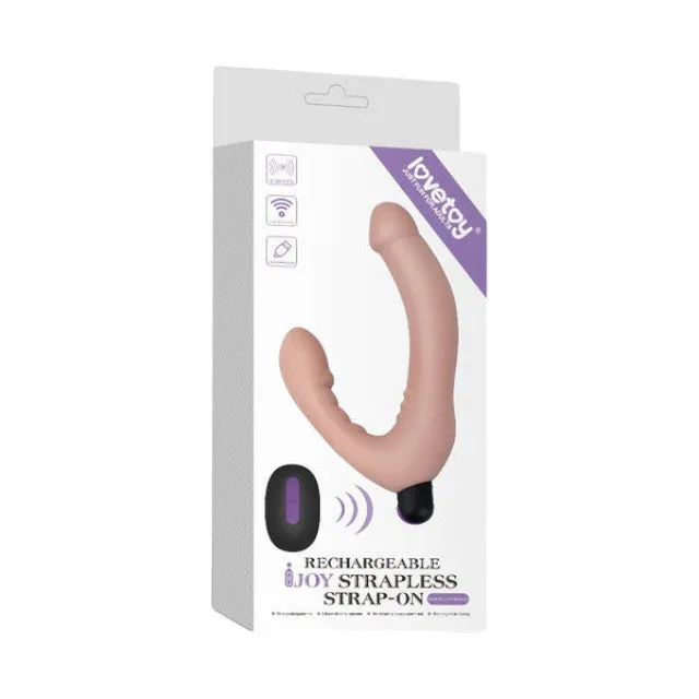 Dildo dublu LOVETOY Joy Strapless. strap-on fără ham. vibrator bullet inclus. cu telecomandă. 10 funcții de vibrație. culoarea pielii