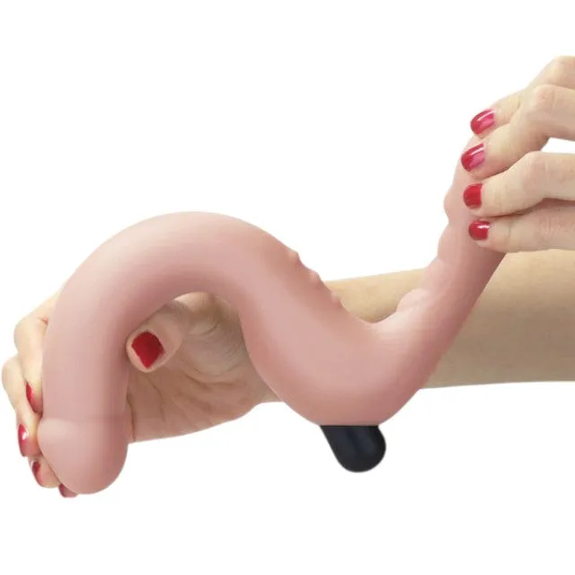 Dildo dublu LOVETOY Joy Strapless. strap-on fără ham. vibrator bullet inclus. cu telecomandă. 10 funcții de vibrație. culoarea pielii