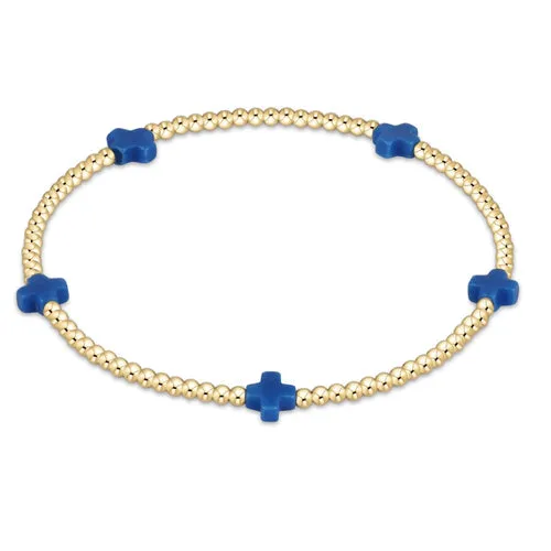 ENewton Cobalt Signature Cross Small 2mm Gold Bracelet