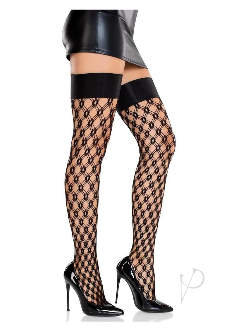 Eyelet Net Thigh Highs With Satin Elasti