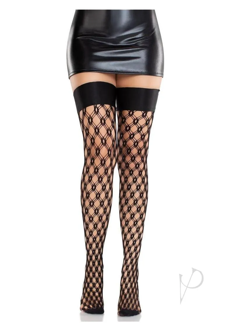 Eyelet Net Thigh Highs With Satin Elasti