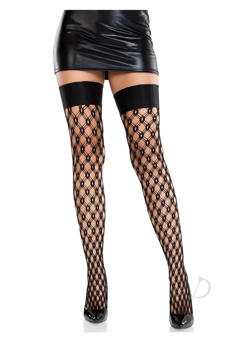 Eyelet Net Thigh Highs With Satin Elasti