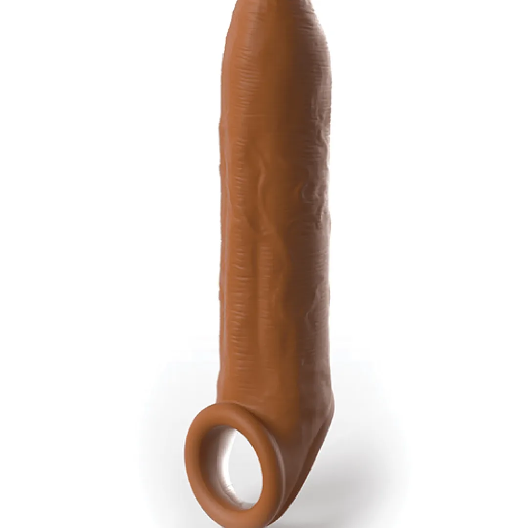 Fantasy 7 Inch Uncut Silicone Penis Extension with Ball Strap - Caramel