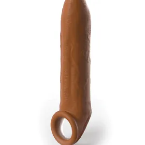 Fantasy 7 Inch Uncut Silicone Penis Extension with Ball Strap - Caramel