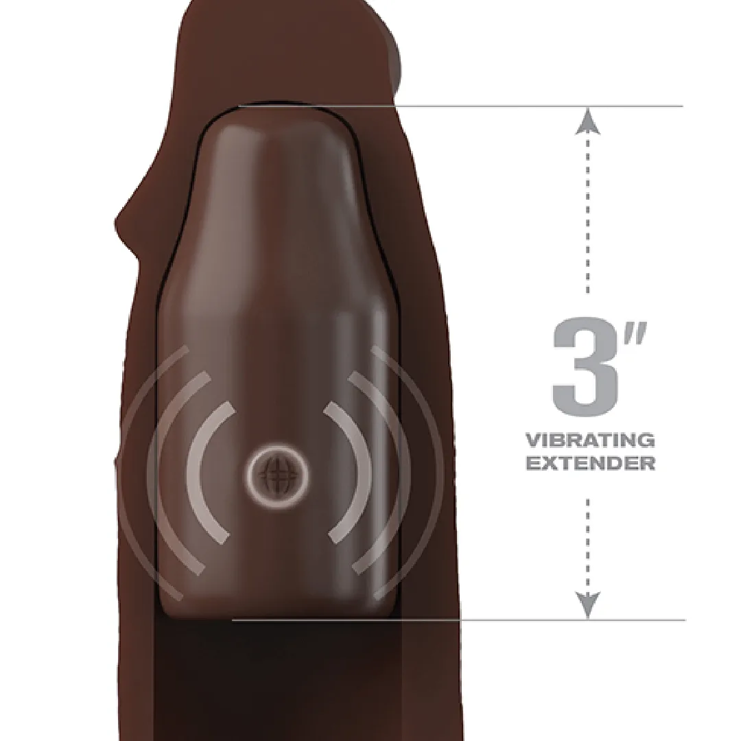 Fantasy 9 Inch Vibrating Silicone Penis Extension with Remote Control - Chocolate