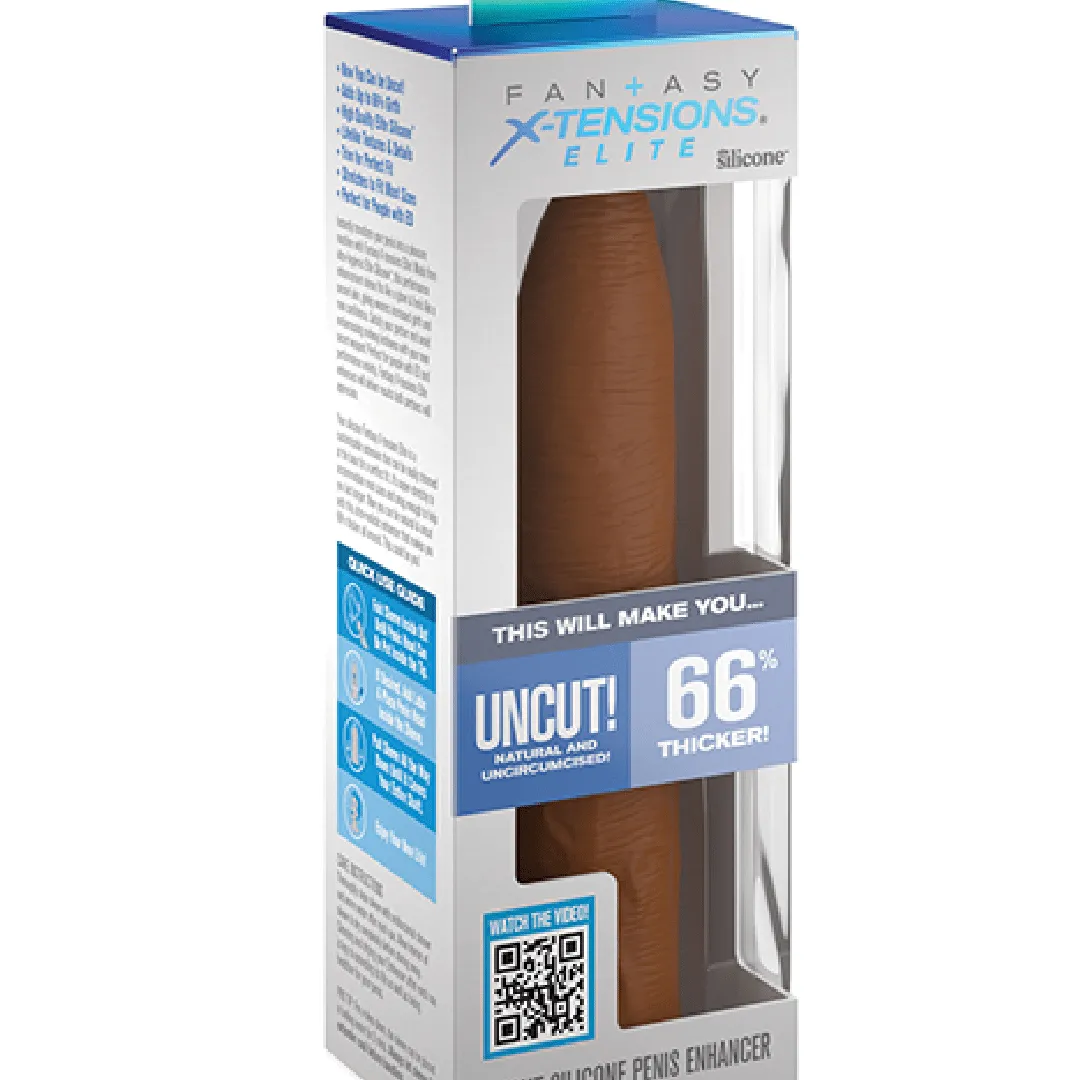 Fantasy Uncut 7 Inch Silicone Penis Extension - Caramel