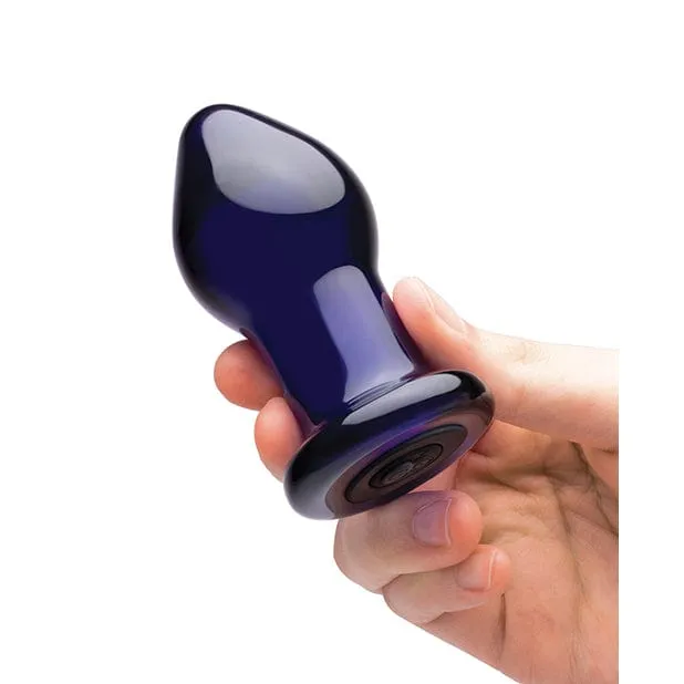 Glas - Remote Control Rechargeable Vibrating Glass Butt Plug 3.5 (Blue)