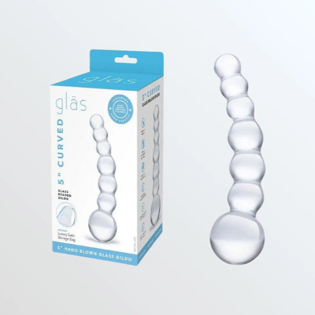 Gläs Curved & Beaded 5 Glass Dildo