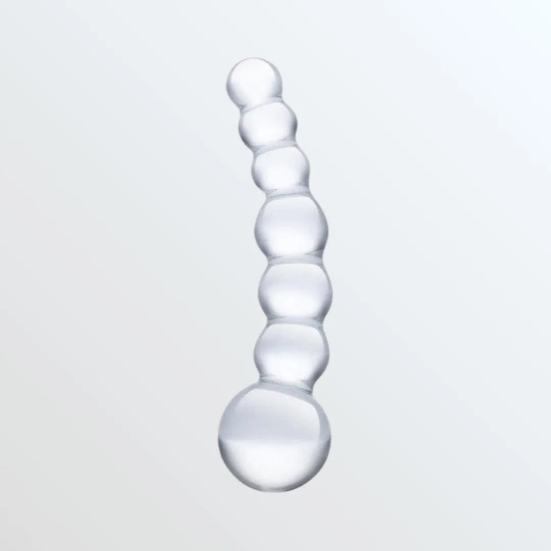 Gläs Curved & Beaded 5 Glass Dildo