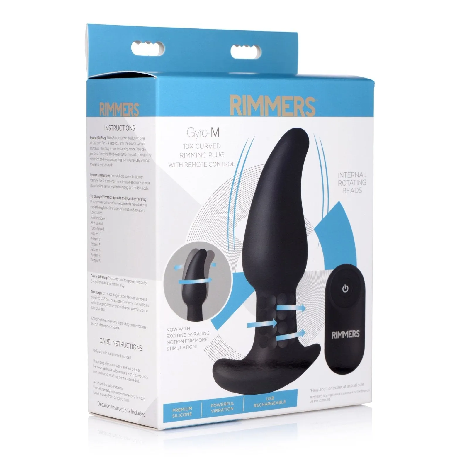 Gyro-m 10x Curved Rimming Plug With Remote Control