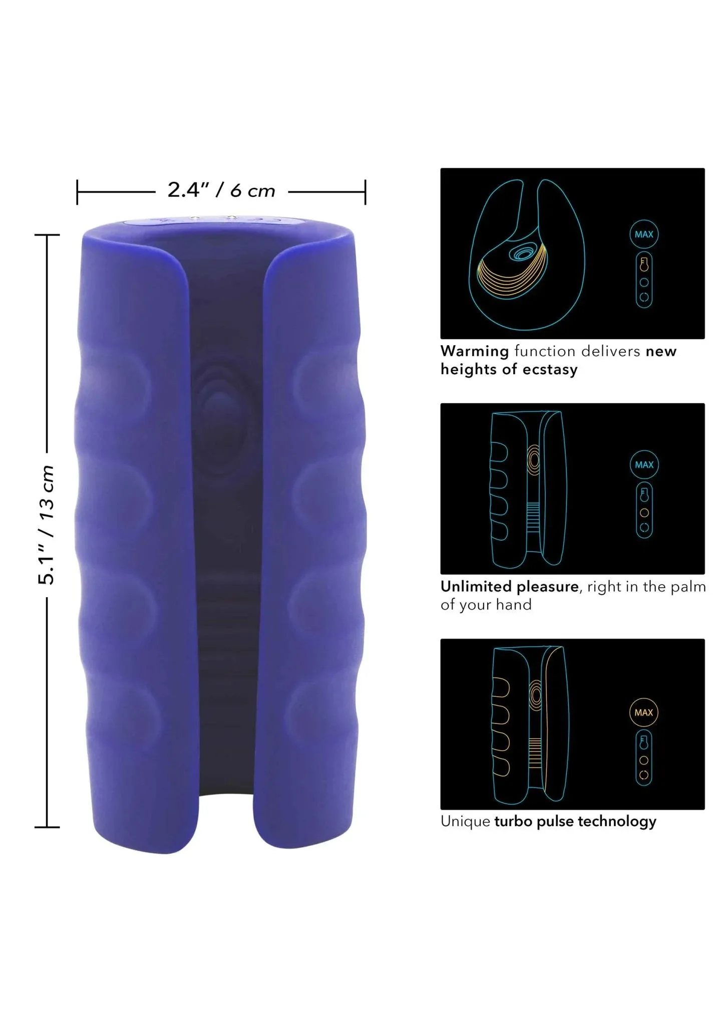 Heating Turbo Stroker | Squeeze Masturbator | 6 Modes | Ergonomic | USB