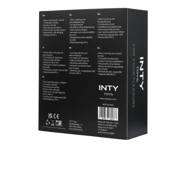 Inel vibrator pentru penis INTY TOYS CRAVE. control prin telecomandă. 10 funcții de vibrații ultra-puternice. silențios. negru