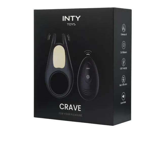 Inel vibrator pentru penis INTY TOYS CRAVE. control prin telecomandă. 10 funcții de vibrații ultra-puternice. silențios. negru