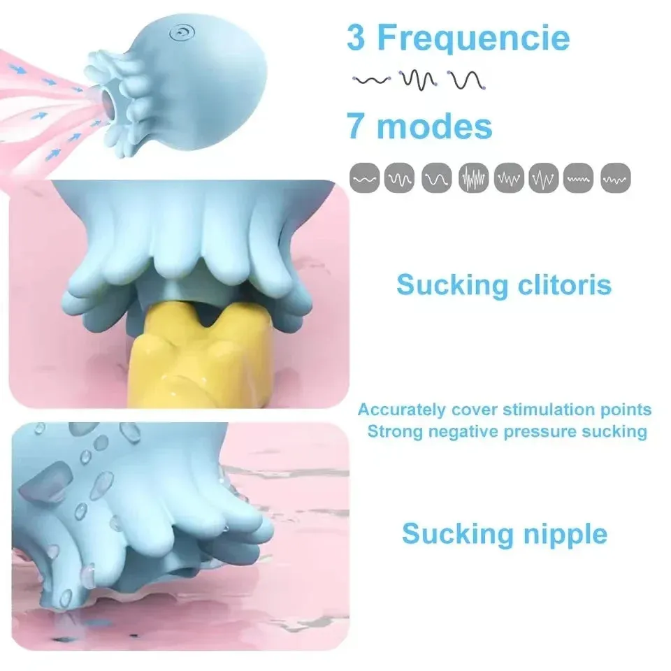 Jellyfish Clit Sucking Stimulator - Nipple Clitoral Vibrator Female Sex Toys