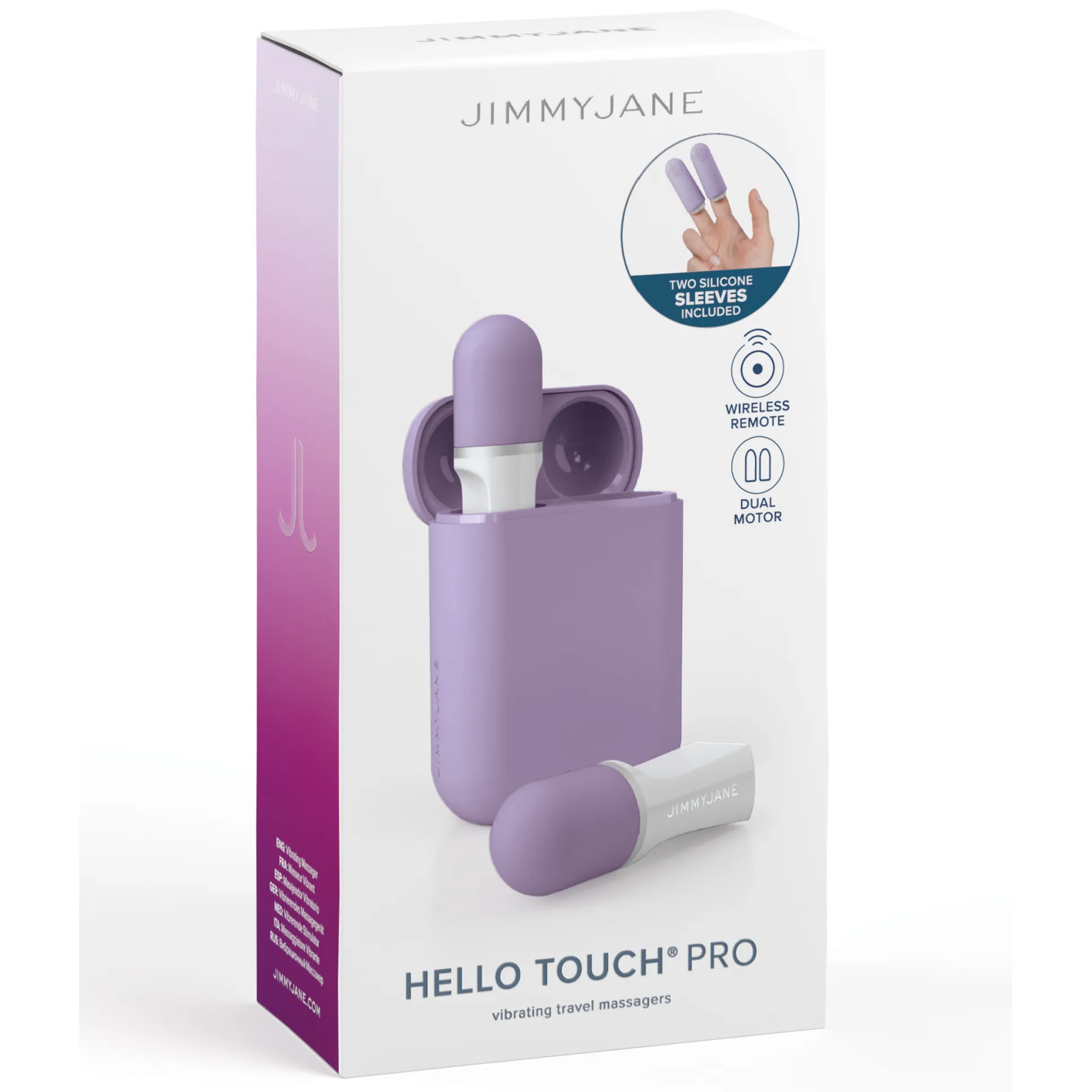 Jimmyjane Hello Touch Pro Two Bullets with Finger Sleeves   Charging Case