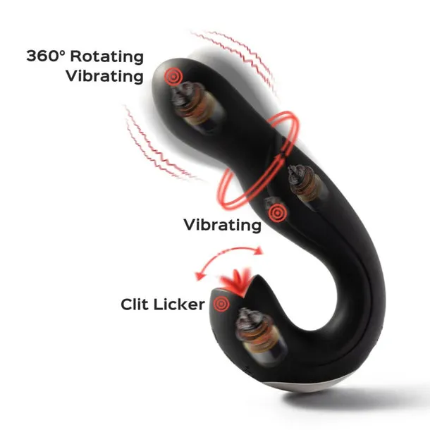 Joi Pro App Controlled Rotating Black Vibrator With Tongue