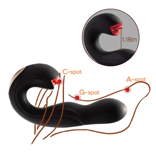 Joi Pro App Controlled Rotating Black Vibrator With Tongue