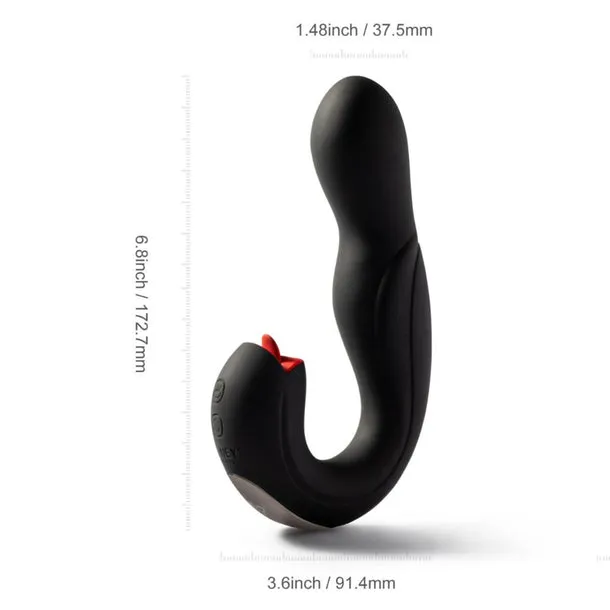 Joi Pro App Controlled Rotating Black Vibrator With Tongue