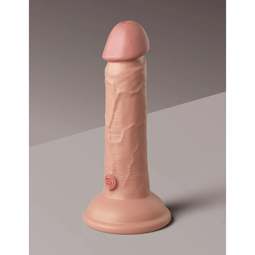 King Cock Elite 6 Vibrating Silicone Dual Density Dildo - Vanilla