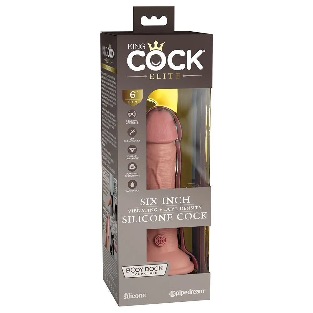 King Cock Elite 6 Vibrating Silicone Dual Density Dildo - Vanilla