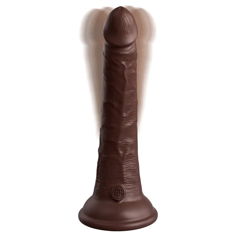 King Cock Elite 7 Vibrating Silicone Dual Density Dildo - Chocolate