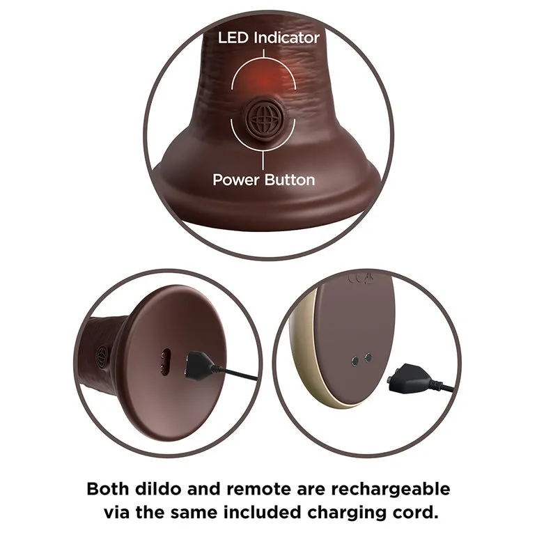 King Cock Elite 7 Vibrating Silicone Dual Density Dildo - Chocolate