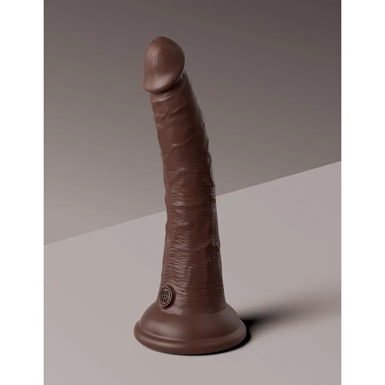 King Cock Elite 7 Vibrating Silicone Dual Density Dildo - Chocolate