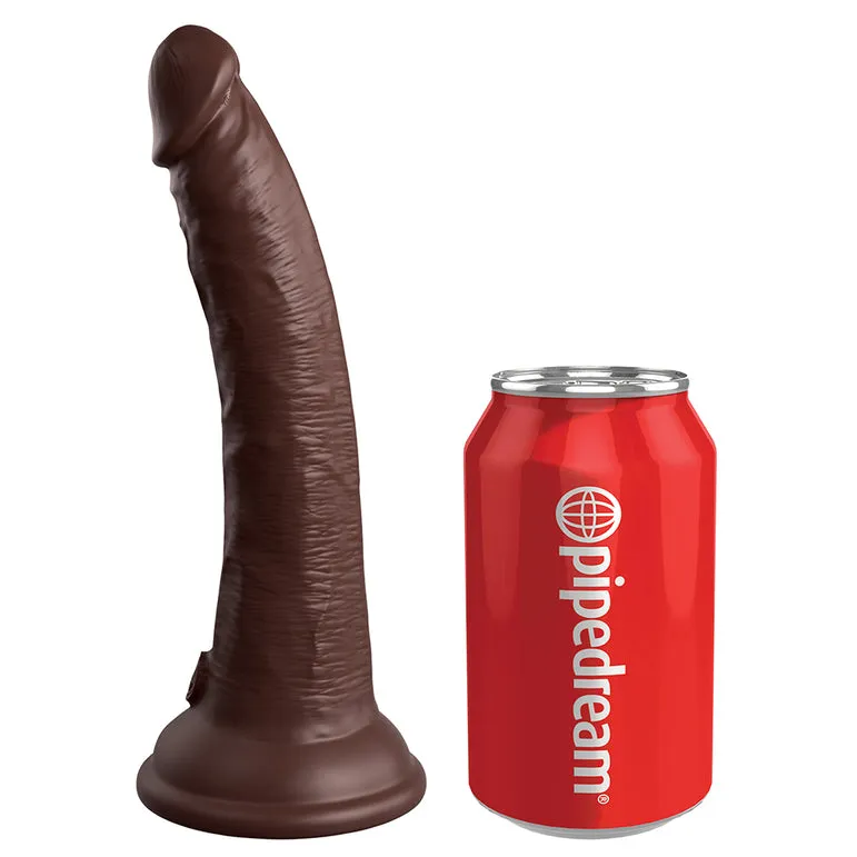King Cock Elite 7 Vibrating Silicone Dual Density Dildo - Chocolate