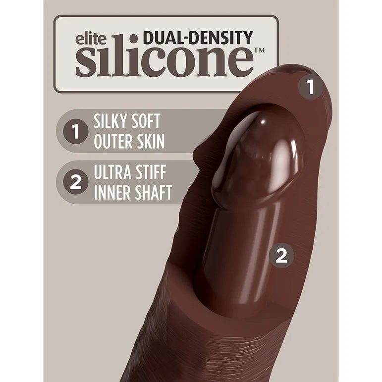 King Cock Elite 7 Vibrating Silicone Dual Density Dildo - Chocolate