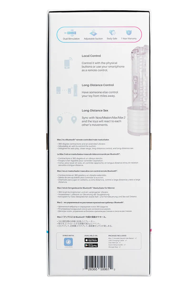 Lovense Max 2 App-Controlled Vibrating and Suction Male Masturbator