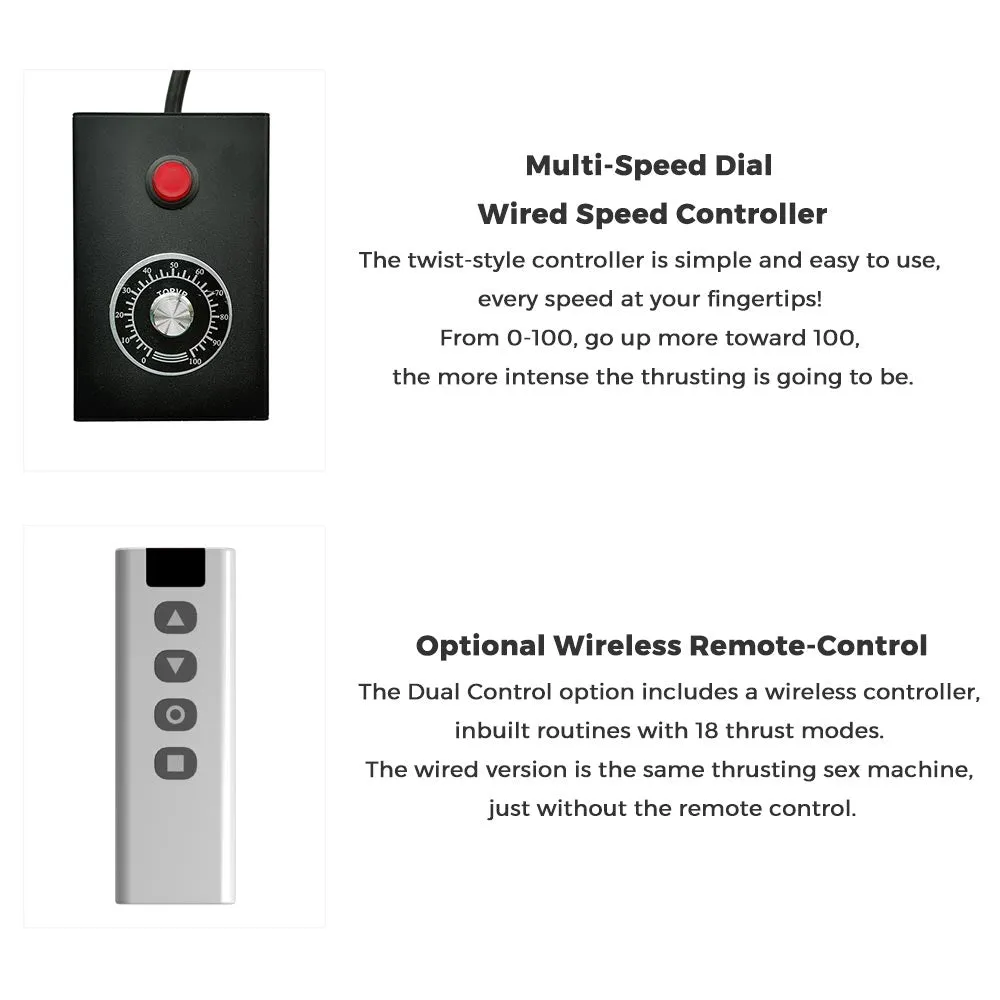 Lustti Compact Sex Machine FM02 with 120-Watt Motor. Anti-Rotation Connecting System