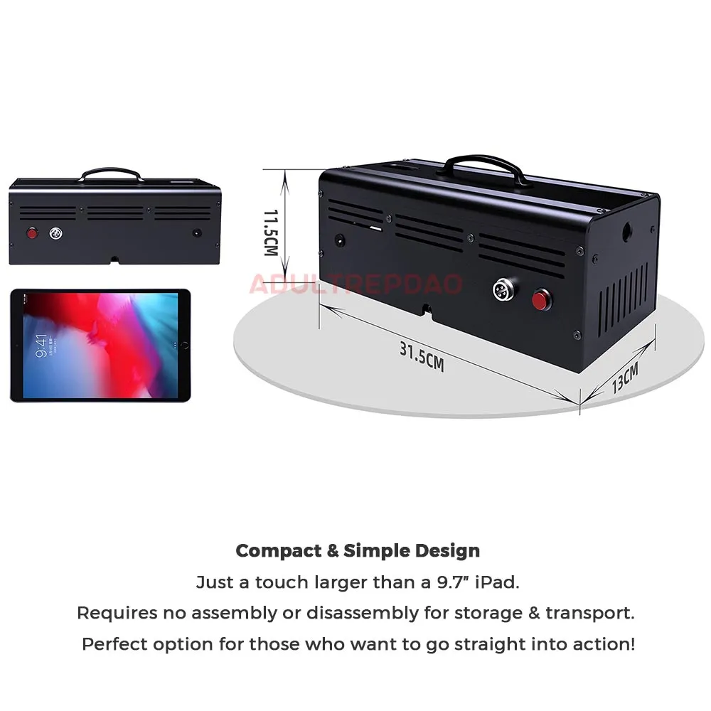 Lustti Compact Sex Machine FM02 with 120-Watt Motor. Anti-Rotation Connecting System