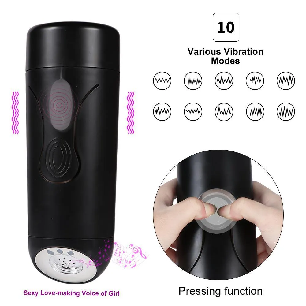 Male Masturbator Cup with 10 Stimulation Vibration Modes Sexy Love-making Voice of Girl