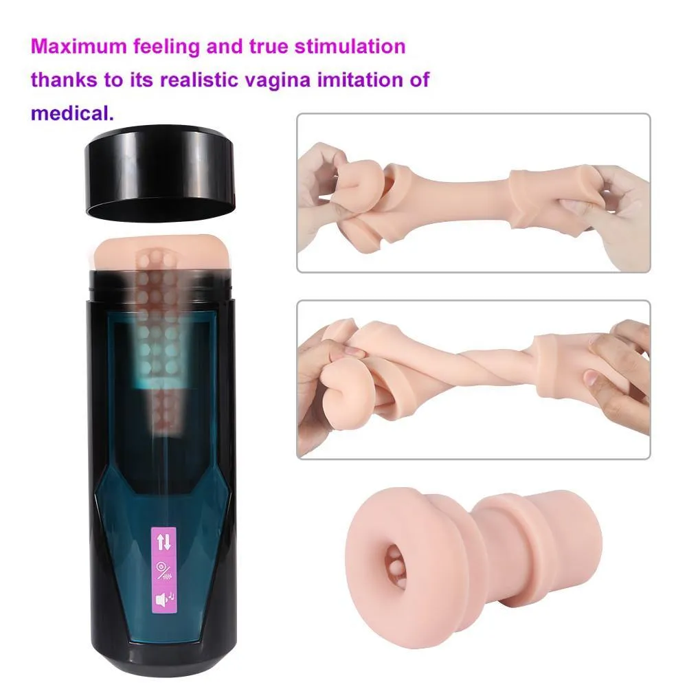 Male Masturbator Cup with 9 Vibration Modes Real Sexy Voice
