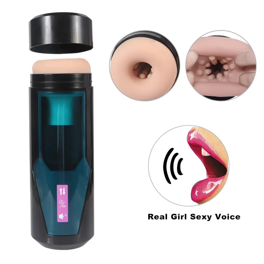 Male Masturbator Cup with 9 Vibration Modes Real Sexy Voice