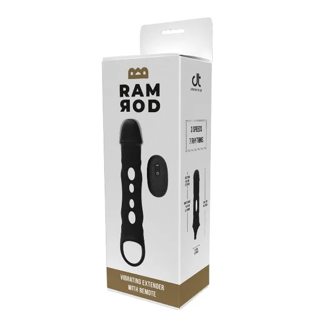 Manșon vibrator DREAMTOYS RAMROD. pentru extensia penisului. control prin telecomandă. 7 funcții de vibrație. 26 cm. negru