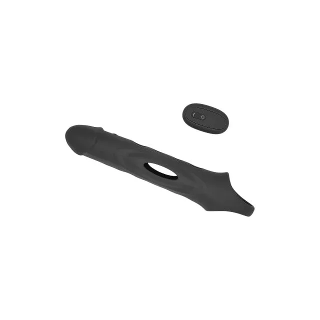 Manșon vibrator DREAMTOYS RAMROD. pentru extensia penisului. control prin telecomandă. 7 funcții de vibrație. 26 cm. negru