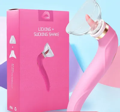 Oral Sucker Tongue Licking Vibrator - Double End G Spot Clit Stimulator Sex Toys for Women