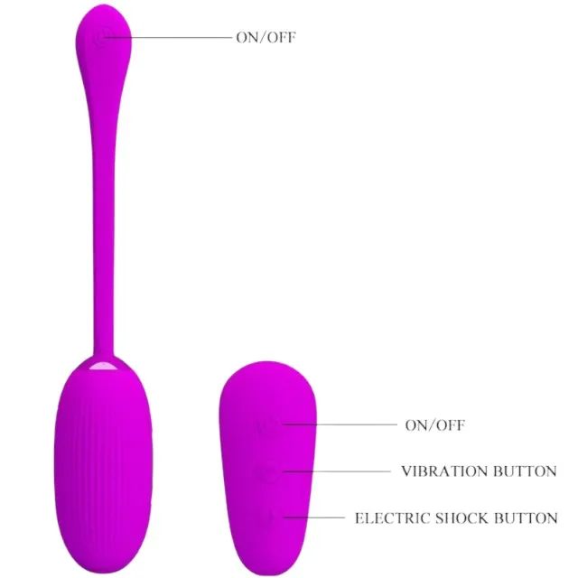 Ou vibrator cu telecomanda PRETTY LOVE Shock Fun. 7 functii de vibratie. 3 functii de electrosoc. culoare mov